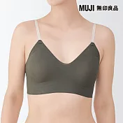 【MUJI 無印良品】女舒適觸感螺紋胸罩 S 深綠