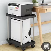 【好拾選物】桌機印表機雙層托架/滑輪主機架/辦公室收納架 -黑色