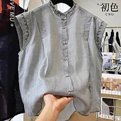 【初色】復古棉麻輕薄透氣襯衫-9款任選-13677(M-4XL可選) L G.灰色