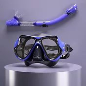 【BeOK】潛水鏡 浮潛游泳面罩+呼吸管套組(多色可選) 液態藍黑潛水鏡+呼吸管