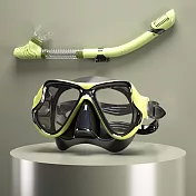 【BeOK】潛水鏡 浮潛游泳面罩+呼吸管套組(多色可選) 液態黑黃潛水鏡+呼吸管