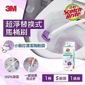 3M 百利超淨替換式馬桶刷-小蘇打清潔配方(1柄+5刷頭+1底座)