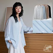 【BODYAIR嚴選】經典老錢風天絲亞麻鈕釦襯衫(上衣.透氣.鬆軟.外套.CASUAL) M 淺藍