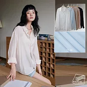 【BODYAIR嚴選】經典老錢風天絲亞麻鈕釦襯衫(上衣.透氣.鬆軟.外套.CASUAL) M 粉