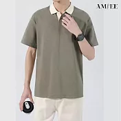 【AMIEE】港風復古短袖polo衫上衣(男裝/KDTY-A09) M 綠色