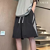 【AMIEE】冰絲透氣沙灘五分短褲(男裝/KDPY-E149) M 黑色
