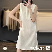【Lockers 木櫃】緞面無袖A字中長連衣裙 L114080505 M 杏色