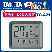 TANITA 五合一電子溫濕度計TT-421【溫度。溼度。時鐘。鬧鐘。炎熱指數/乾燥指數】 煙燻綠
