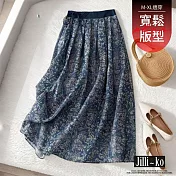 【Jilli~ko】高腰碎花A字雪紡半身裙 J12312  FREE 藍色