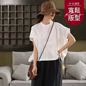 【慢。生活】棉麻空氣感落肩連袖上衣 63137  FREE 白色