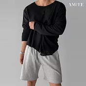 【AMIEE】慵懶風寬鬆防曬T恤上衣(男裝/KDTY-T71) M 黑色