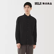 【MUJI 無印良品】男吉貝木棉混二重紗織長袖襯衫 M 黑色