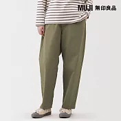 【MUJI 無印良品】女水洗棉舒適錐形褲 M 卡其綠