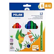 MILAN 兒童可水洗彩色筆_細筆桿12色x6入組