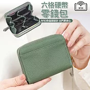 日幣六格零錢包 硬幣錢包 RFID防盜刷感應 綠色