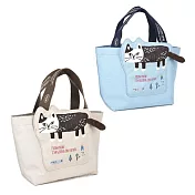 【Kusuguru Japan】日本眼鏡貓 手拿包  前口袋立體貓尾巴寬口拉鍊時尚托特包 - Matilda-san系列 -藍色