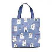 【Kusuguru Japan】日本眼鏡貓 手提包 防水覆膜材質萬用包 - NEKOMARUKE貓丸系列 -藍色