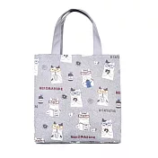 【Kusuguru Japan】日本眼鏡貓 手提包 防水覆膜材質萬用包 - NEKOMARUKE貓丸系列 -灰色