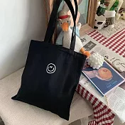 【素包包】單肩包 法式簡約笑臉黑白色通勤收納拉鍊側背袋(23035) _黑色