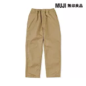【MUJI 無印良品】兒童彈性綾織寬鬆褲 110 深米