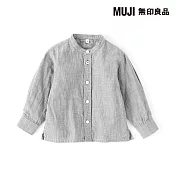 【MUJI 無印良品】幼兒二重紗織立領長袖襯衫 80 深灰直紋