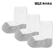 【MUJI 無印良品】兒童直角襪三雙組 15~19cm 柔白紋樣
