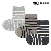 【MUJI 無印良品】兒童直角襪三雙組 15~19cm 灰橫紋
