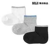 【MUJI 無印良品】兒童直角短襪三雙組 15~19cm 灰直紋