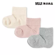 【MUJI 無印良品】兒童直角短襪三雙組 15~19cm 原色紋樣