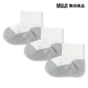 【MUJI 無印良品】兒童直角短襪三雙組 15~19cm 柔白紋樣