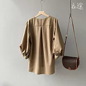 【衣途】韓版簡約寬鬆設計感襯衫(KDTY-B826) L 卡其色