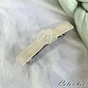 【卡樂熊】韓系簡約百搭結造型彈簧夾/髮夾- 亮面白