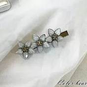 【卡樂熊】韓系氣質輕奢花水鑽造型髮夾- 淺藍