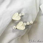 【卡樂熊】韓系氣質果凍愛心造型髮夾/邊夾- 白色