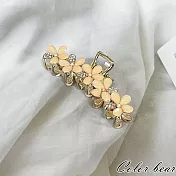 【卡樂熊】優雅水鑽葉瓣造型鯊魚夾/抓夾/髮夾- 橘色