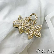 【卡樂熊】輕奢水鑽霜花造型鯊魚夾/抓夾/髮夾- 金色