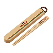 【日本正版授權】BURGER CONX 環保筷 日本製 附收納盒 16.5cm 筷子/環保餐具/兒童餐具 漢堡/薯條 - 棕色款