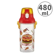 【日本正版授權】BURGER CONX 直飲式水壺 480ml 日本製 透明水壺/彈蓋式水壺 附背帶 漢堡/薯條