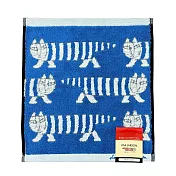 【日本丸真】LISA LARSON 北歐瑞典設計風洗臉巾  交錯貓咪 藍 交錯貓咪 藍