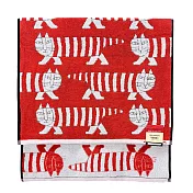 【日本丸真】LISA LARSON 北歐瑞典設計風浴巾  交錯貓咪 紅 交錯貓咪 紅