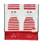 【日本丸真】LISA LARSON 北歐瑞典設計風浴巾  正坐貓咪 紅 正坐貓咪 紅