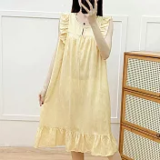 【AnZa】中大碼棉綢寬鬆居家服睡衣連身裙(5色)     FREE 黃色小格子