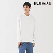 【MUJI 無印良品】男天竺圓領長袖T恤 S 白色