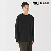 【MUJI 無印良品】男天竺圓領長袖T恤 S 黑色