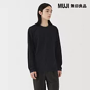 【MUJI 無印良品】男天竺圓領長袖T恤 S 暗藍
