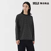 【MUJI 無印良品】男天竺圓領長袖T恤 S 黑橫紋