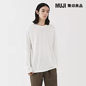【MUJI 無印良品】男水洗天竺圓領長袖T恤 S 白色