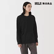 【MUJI 無印良品】男水洗天竺圓領長袖T恤 S 黑色