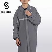 【SHANG SHUO】一件式PVC防護雨衣 L 北極冰灰