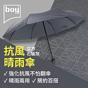 【德國boy】抗UV三折防風晴雨傘 立方- 石板灰